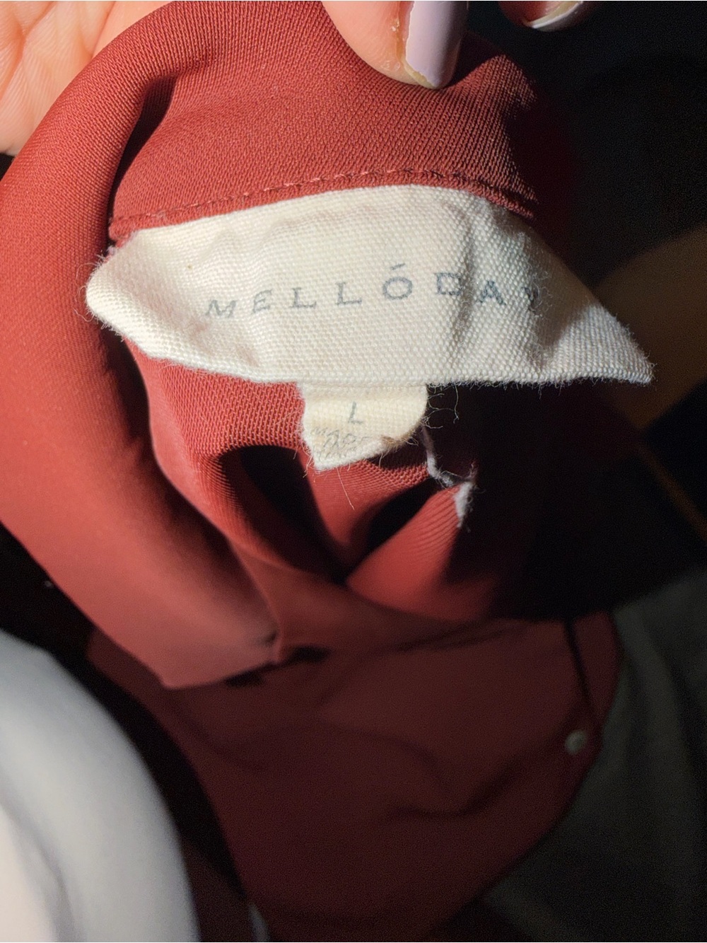 MELLODAY Button-Front Blouse in Rust Red - Picture 3 of 3